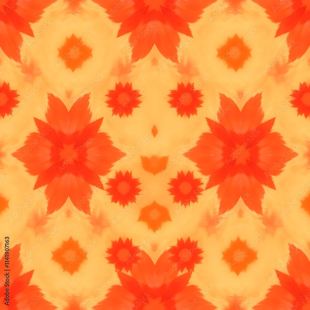 Orange and Red Floral Pattern: A vibrant seamless pattern featuring intricate orange and red floral motifs, perfect for textile designs, wallpaper, and surface patterns. Orange and Red Floral Pattern: A vibrant seamless pattern featuring intricate orange and red floral motifs, perfect for textile designs, wallpaper, and surface patterns.