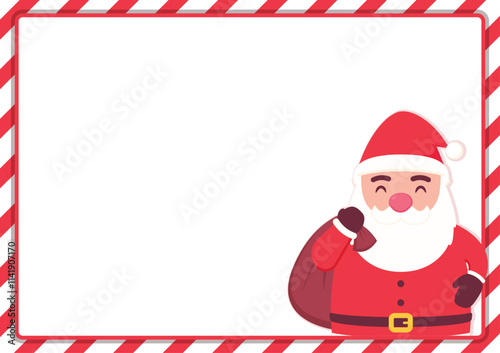 Christmas label vector. free space for text. Sale card. Cute Santa Claus cartoon.