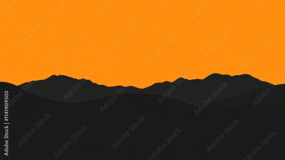 Sand dunes silhouette against glowing orange horizon at sunset desert landscape aesthetic nature viewpoint Sand dunes silhouette against glowing orange horizon at sunset desert landscape aesthetic nature viewpoint