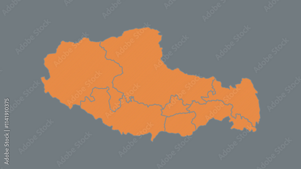 Modern Map of Tibet with Interactive Features, Flat design Tibet outline map. Modern Map of Tibet with Interactive Features, Flat design Tibet outline map.