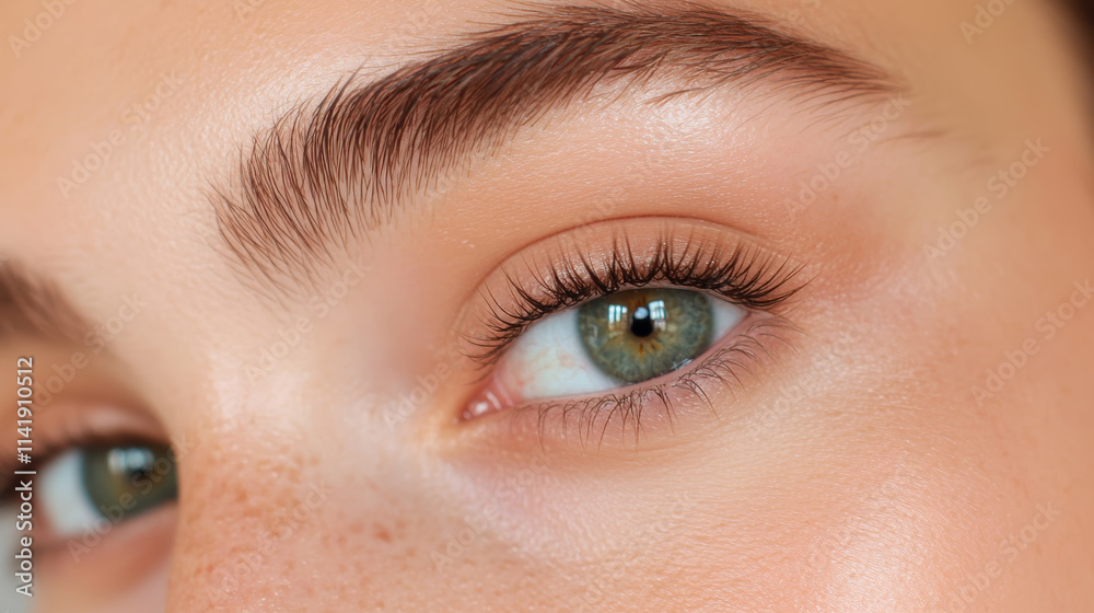 Obraz premium Intricate close-up of a woman's eye showcasing natural beauty and well-groomed brows
