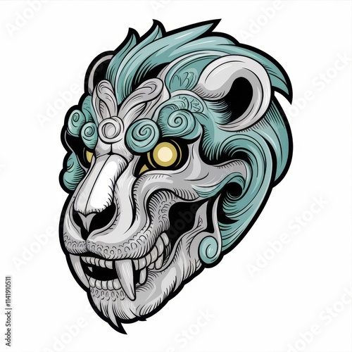 Ornate Lion Head Artistic Design Illustration photo