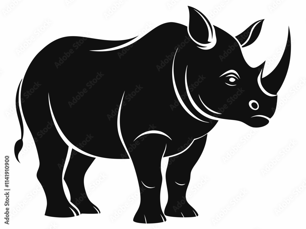 Fototapeta premium Rhino Silhouette Vector, rhino vector graphic wildlife illustration