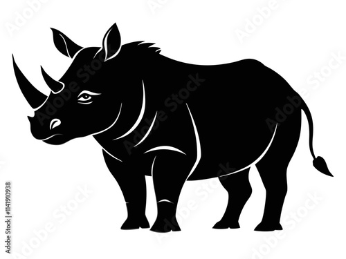 Rhino Silhouette Vector, rhino vector graphic wildlife illustration