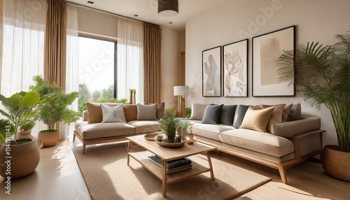 A modern living room interior design highlights contemporary aesthetics and functional furniture. luxury