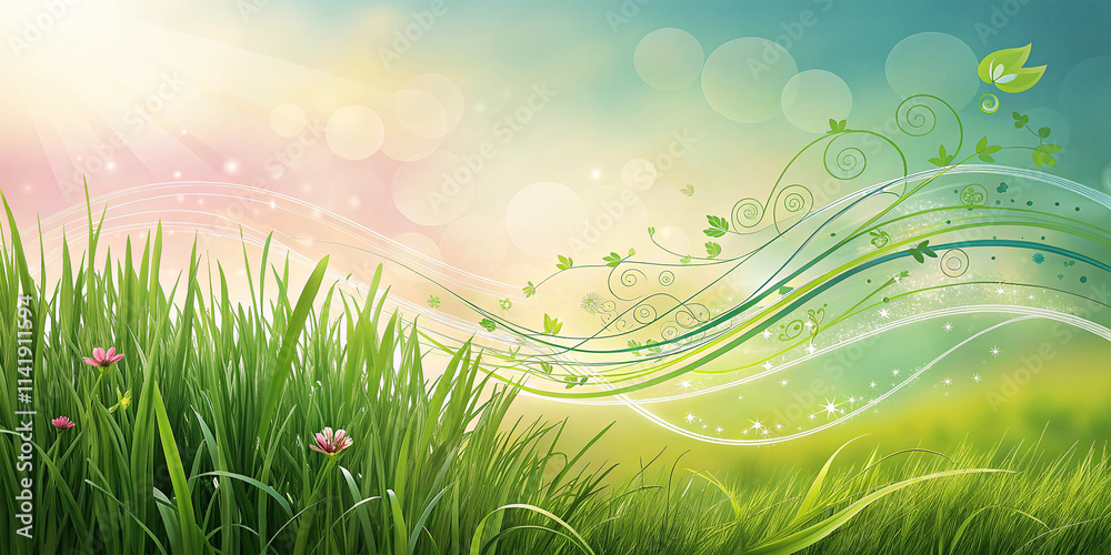 Obraz premium spring background with fresh grass