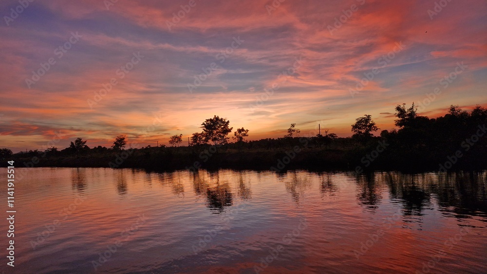 sunset sky over the river sunset sky over the river