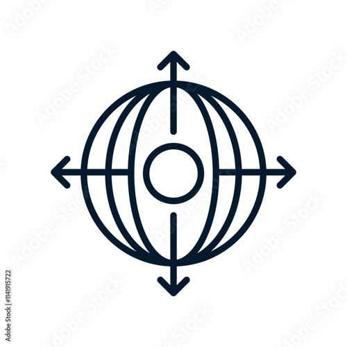 Transformation and deployment concept. Vector linear icon isolated on white background.