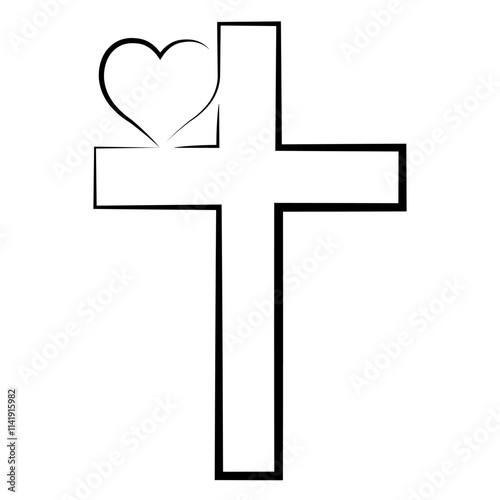 Heart on Christian cross, c...