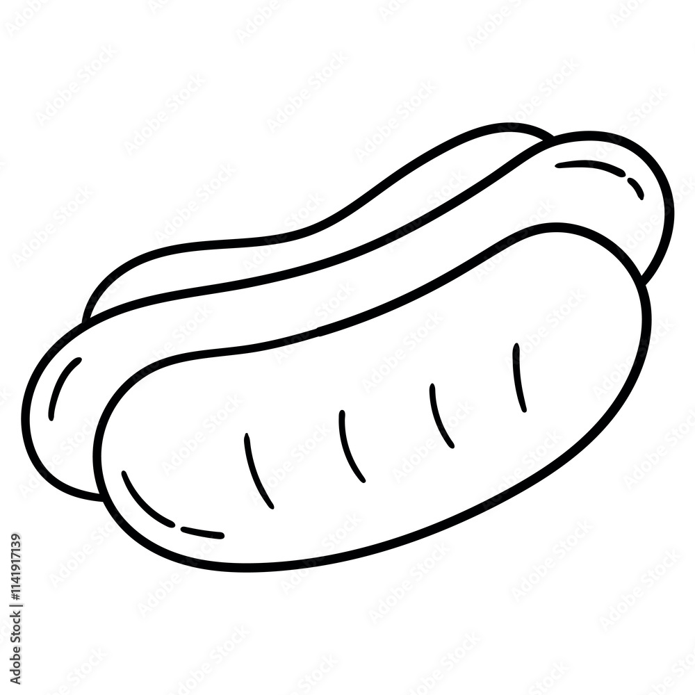 Hand drawn doodle hot dog on white background. Hand drawn doodle hot dog on white background.