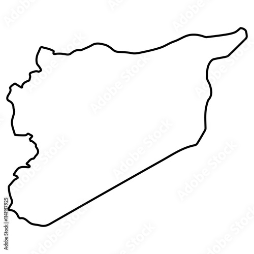 Outline map of Syria, geographical border of Syria map shape