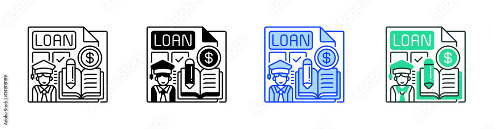 Student Loan Line Icon. linear style sign for mobile concept and web design. Outline vector icon. Student Loan Line Icon. linear style sign for mobile concept and web design. Outline vector icon.