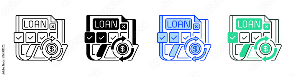 Loan Renewal Loan Line Icon. linear style sign for mobile concept and web design. Outline vector icon. Loan Renewal Loan Line Icon. linear style sign for mobile concept and web design. Outline vector icon.