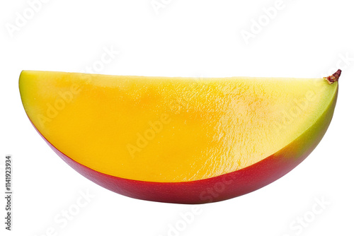 Mango slice isolated. Mango on white background. Sliced mango with clipping path. Full depth of field.