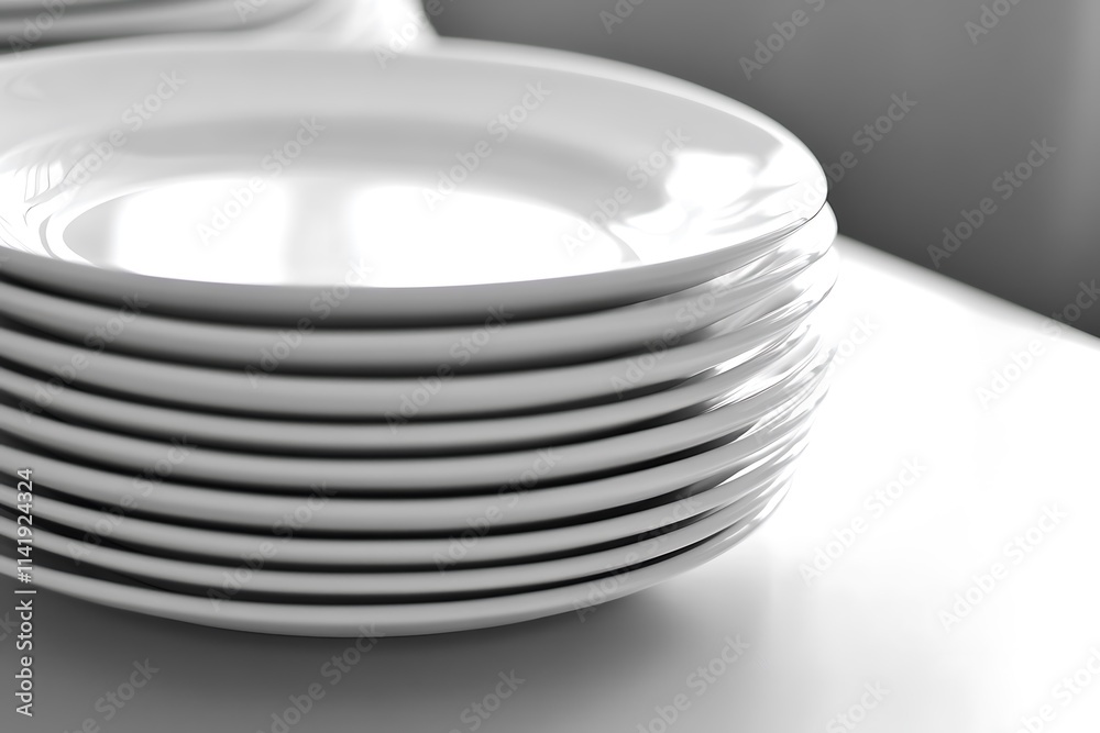 Stack of clean white plates with no design Stack of clean white plates with no design