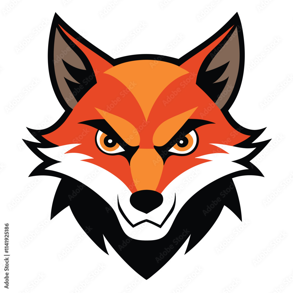 Obraz premium Bold Angry Fox Head Logo Design
