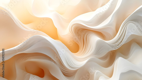 Soft white and cream abstract waves create serene and calming atmosphere