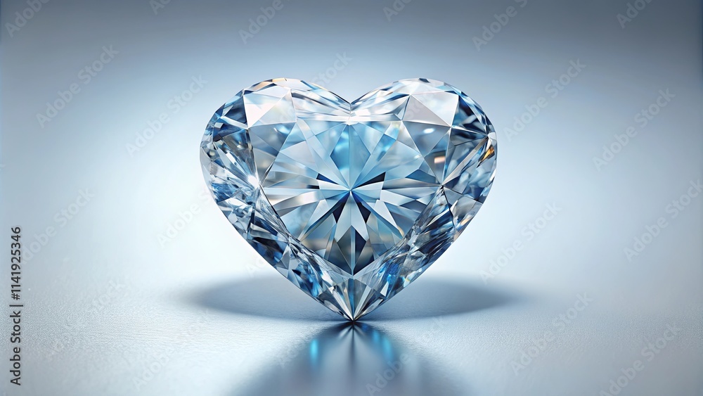 A Sparkling Heart-Shaped Diamond Gemstone on a Smooth Surface A Sparkling Heart-Shaped Diamond Gemstone on a Smooth Surface