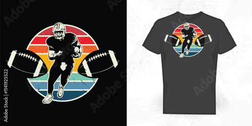 Funny American Football Player Vintage Soccer T-shirt Design