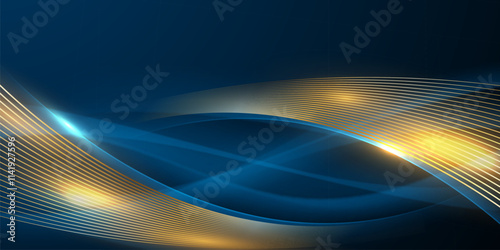 blue abstract background with luxury golden elements vector illustration