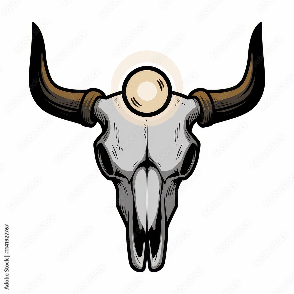 Fototapeta premium Majestic Bull Skull with Central Ornate Design