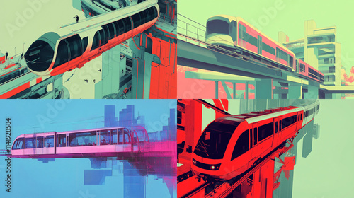 train illustration.Generative AI illustration