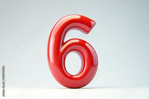 a bold red number 6 in 3D