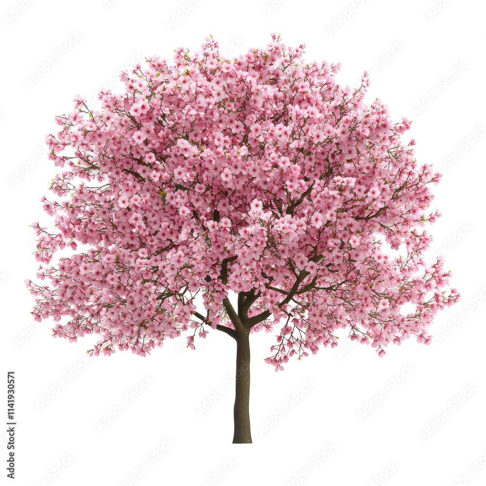 Obraz premium Stunning Blooming Cherry Blossom Tree Displaying Vibrant Pink Flowers in Full Splendor