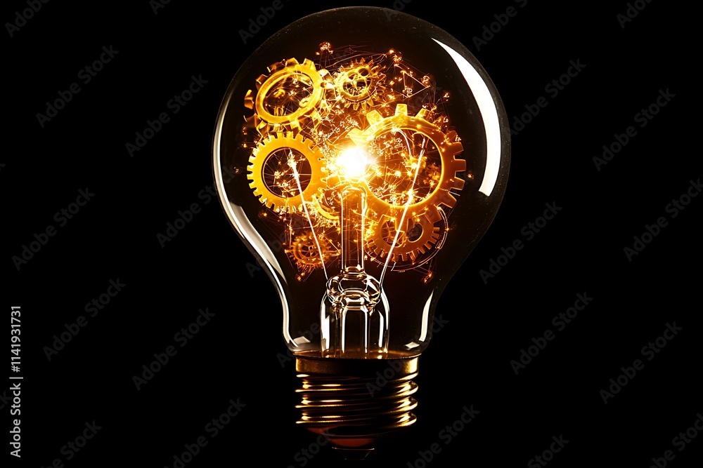Lightbulb with gears and digital lines symbolizing innovative ideas Lightbulb with gears and digital lines symbolizing innovative ideas