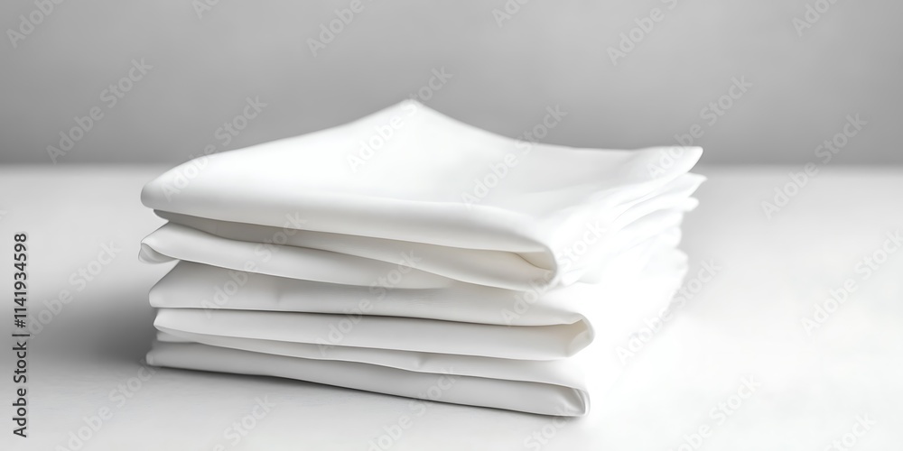 Pile of clean white napkins on white table Pile of clean white napkins on white table