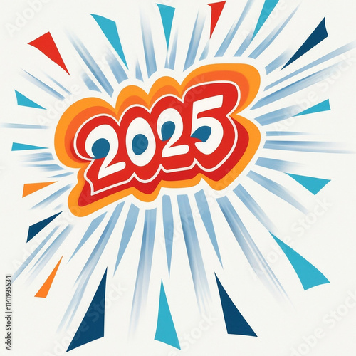 Happy new year bomb out with letter 2025.