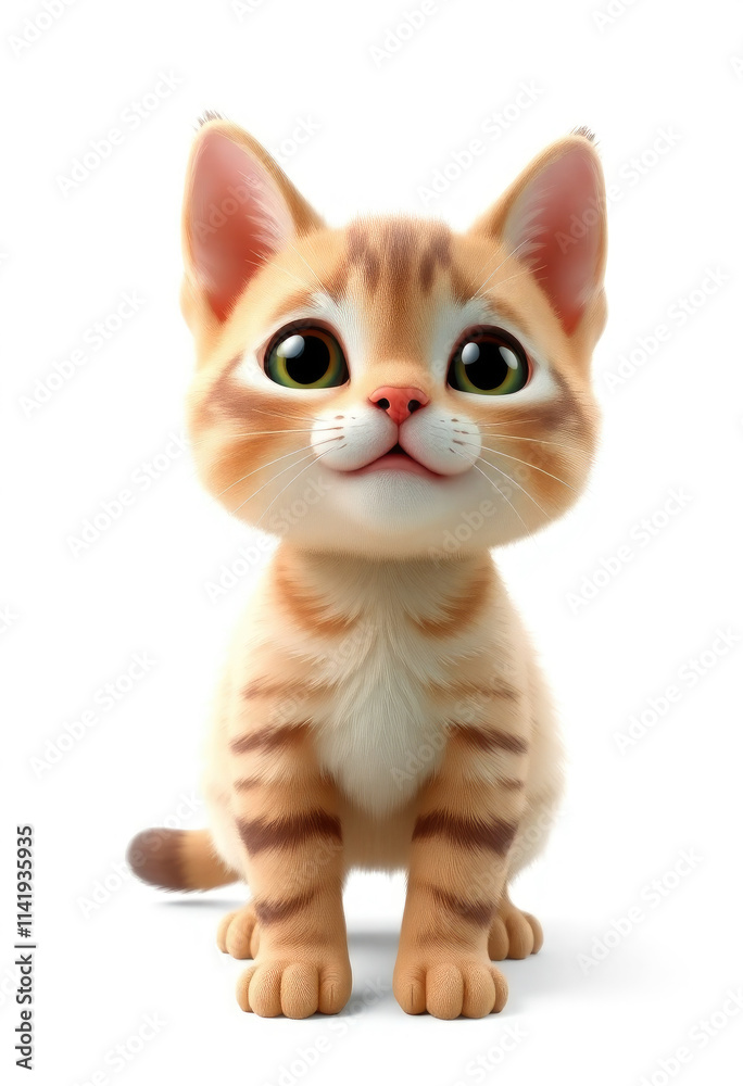 3D Chibi Abyssinian Cat Flashcards Clipart. Suitable for animal flashcard, alphabet flashcards, Montessori Flashcards. Isolated on white background 3D Chibi Abyssinian Cat Flashcards Clipart. Suitable for animal flashcard, alphabet flashcards, Montessori Flashcards. Isolated on white background