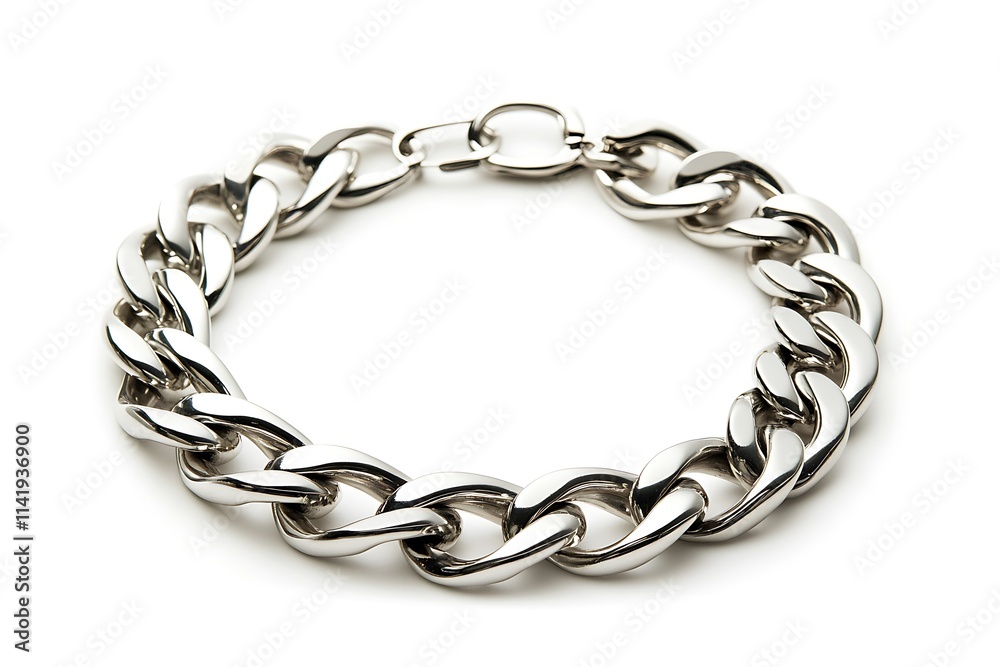 Obraz premium Simple silver bracelet isolated on white background