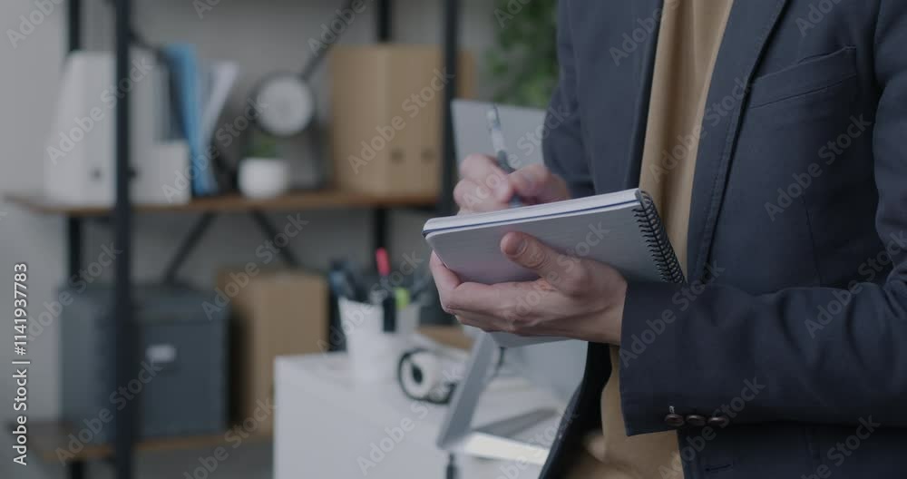 Close-up of male hand writing in notebook while businessman working in office. Professional information and man taking notes concept. Close-up of male hand writing in notebook while businessman working in office. Professional information and man taking notes concept.