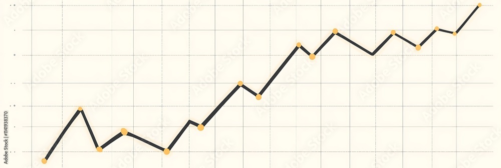 Minimalist line graph with rising trend and simple grid background Minimalist line graph with rising trend and simple grid background