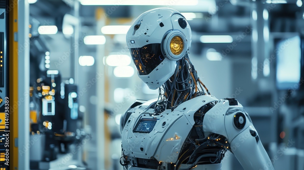 Industrial Robot Performing Precise Tasks in Modern Factory Setting with Advanced Technology and Automation Industrial Robot Performing Precise Tasks in Modern Factory Setting with Advanced Technology and Automation