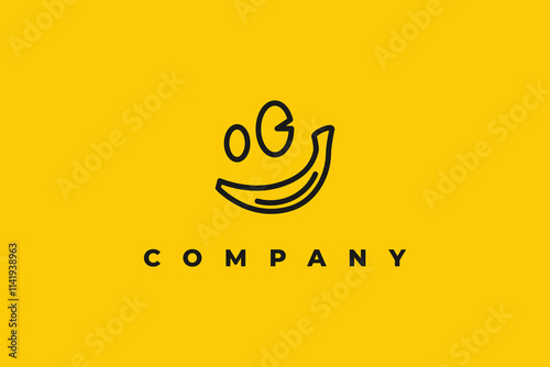 smiling banana fun logo design