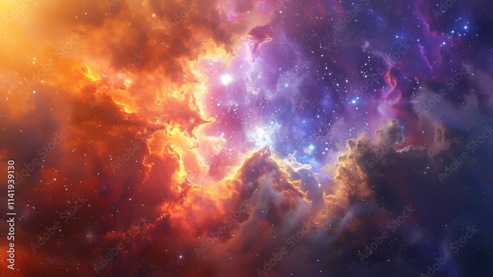 Vibrant Nebula Space Scene with Clouds of Color Vibrant Nebula Space Scene with Clouds of Color