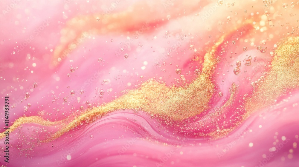 Obraz premium Pink and Gold Abstract Liquid Art Swirls