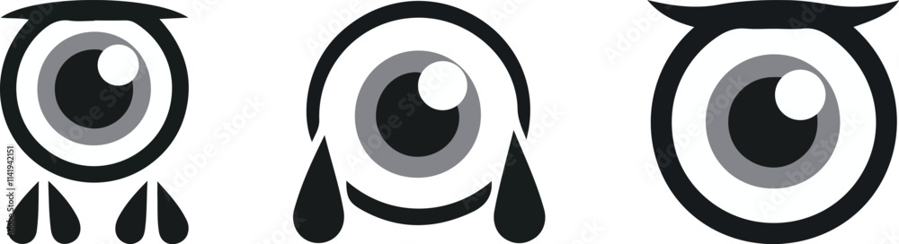 Emoji Eye icon set vector on white background. Emoji Eye icon set vector on white background.