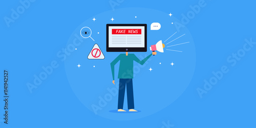 Fake news promotion conceptual vector illustration design.