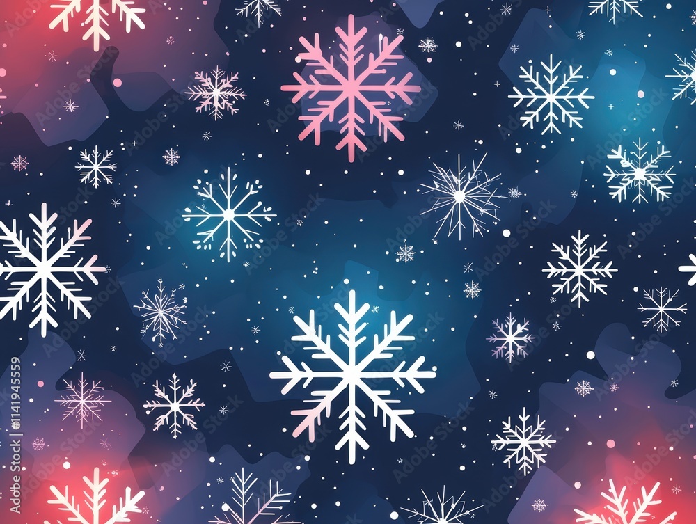 A vibrant illustration of colorful snowflakes against a dark, starry background, evoking a whimsical winter atmosphere. A vibrant illustration of colorful snowflakes against a dark, starry background, evoking a whimsical winter atmosphere.