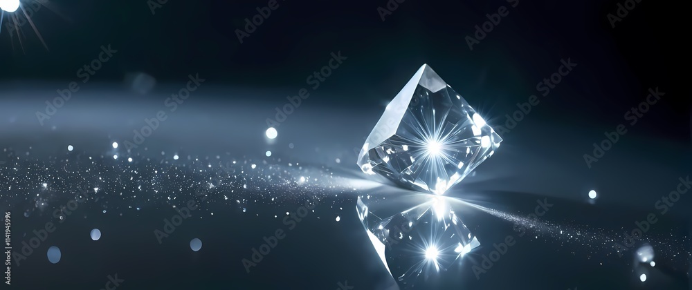 Diamond dust scattered on a mirrored surface each tiny fragment sparkling under intense white light Diamond dust scattered on a mirrored surface each tiny fragment sparkling under intense white light