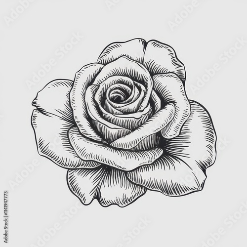 A Detailed Ink Drawing Of A Single Rose photo