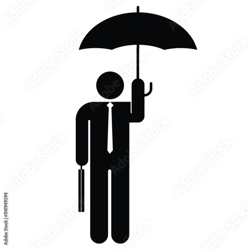 Business man holding umbrella icon. Simple illustration of man umbrella vector icon for web design isolated on white background