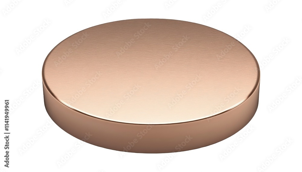 Rose Gold Metal Disc, Round Shape, Brushed Texture, Isolated on White Background Cutout Rose Gold Metal Disc, Round Shape, Brushed Texture, Isolated on White Background Cutout