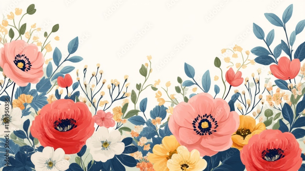 Obraz premium Colorful Floral Arrangement Artistic Botanical Illustration