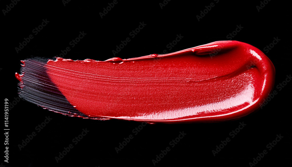 Red lipstick stroke isolated on black background Red lipstick stroke isolated on black background