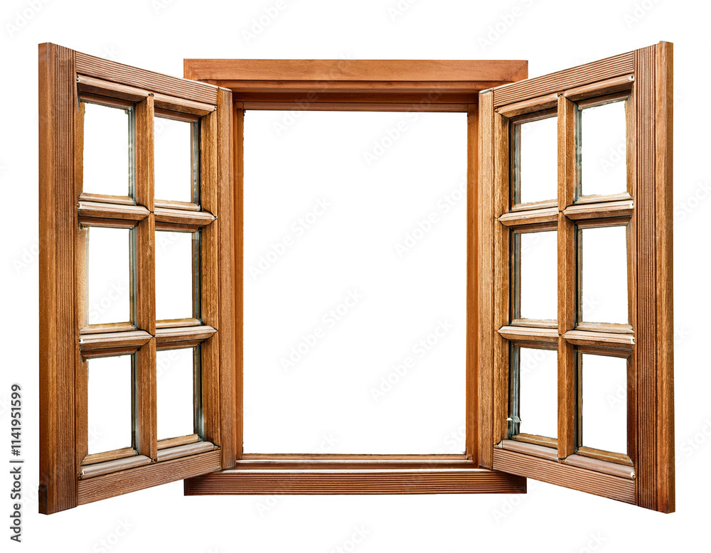 wooden window frame on transparent background isolated wooden window frame on transparent background isolated