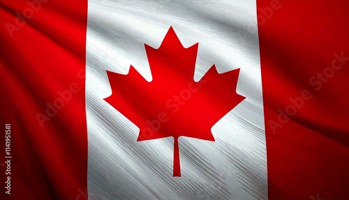 Canadian flag fluttering in the wind, 3D. For icons, logos and thumbnails.